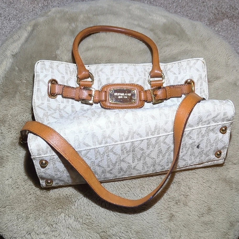 Michael Kors Cream and Tan Satchel